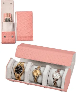 Ladies Leather Watch Roll and Watch Pouch