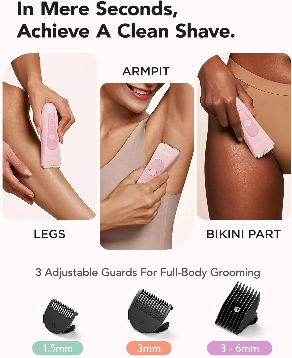 LADYSPOT™ Hair Finishing Trimmers, with 3 Guard and Replaceable Ceramic Blade Heads, LADYSPOT™ Hair Shaver Kit Sets (Women-Pink-Version)
