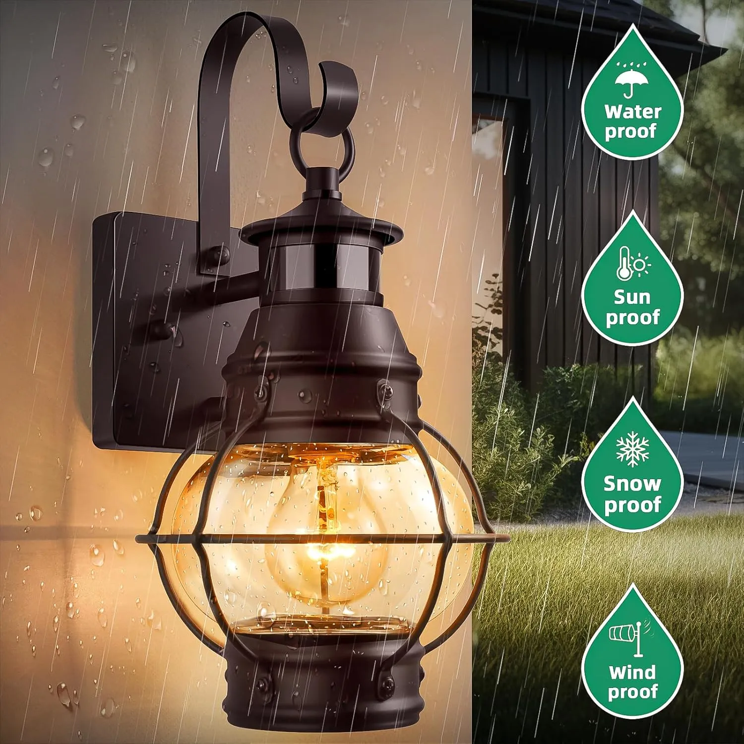 Lamomo Brown Outdoor Light,2 Packs Exterior Front Porch Lights for House,Dusk to Dawn Motion Sensor Lights, Waterproof Anti-Rust Wall Mount Lantern for Outside,Garage(NO Bulb)