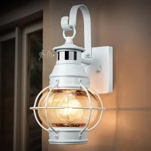 Lamomo White Outdoor Light, Exterior Front Porch Lights for House,Dusk to Dawn Motion Sensor Lights,Waterproof Anti-Rust Wall Mount Lantern for Outside,Garage(NO Bulb)