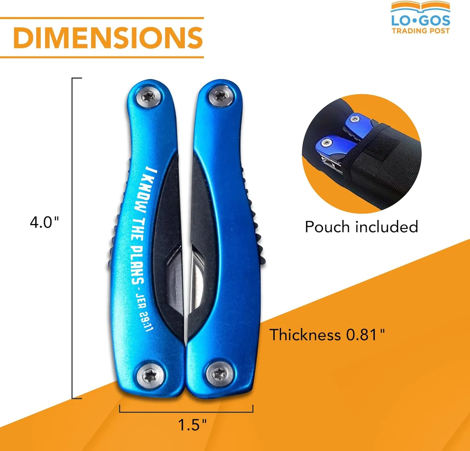 Large 14-in-1 Multi Tool Pliers in Blue Color with Nylon Case & Gift Ready Box Camping Knives & Tools Printed Jer 29:11 Scripture "I Know The Plans" - Christian Dad Gift