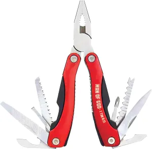 Large 14-in-1 Multitool Pliers in Red Color with Nylon Case & Gift Ready Box Pocket Tool Kit Printed 1 Tim 6:11 Scripture "Man Of God" - Outdoor Man Gift Ideas
