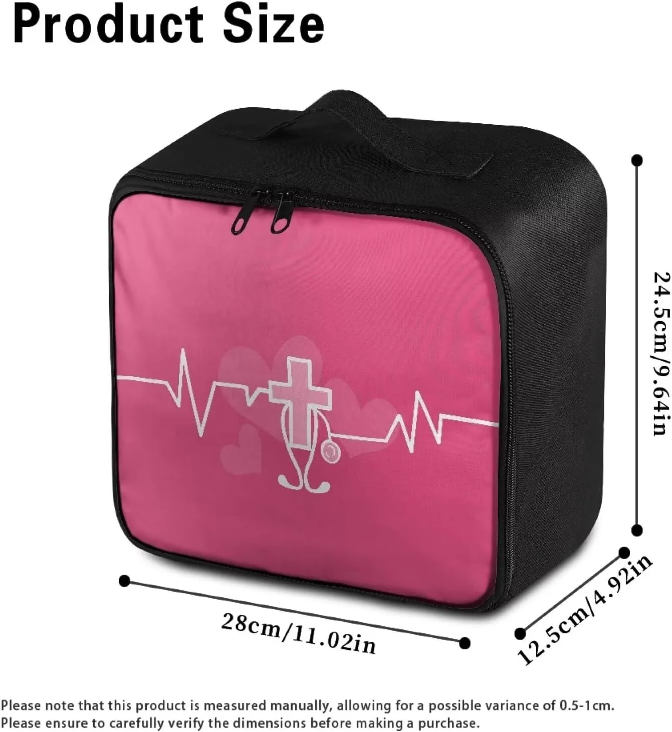 Large First Aid Bag Empty Pink Cross Emergency First Aid Kit Pouch Empty Portable Medical Bag First Aid Pouch for School Car Outdoor Camping Hiking Travel Emergency Organizer