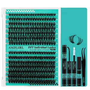 Lash Clusters Kit 280Pcs,60D 80D Eyelash Extension Kit,Lash Bond and Seal Waterproof,Lash Remover for Individual Cluster Lashes Kit,Lash Applicator Tool for DIY Lash Extension Kit(D-Mix9-16mm Kit)