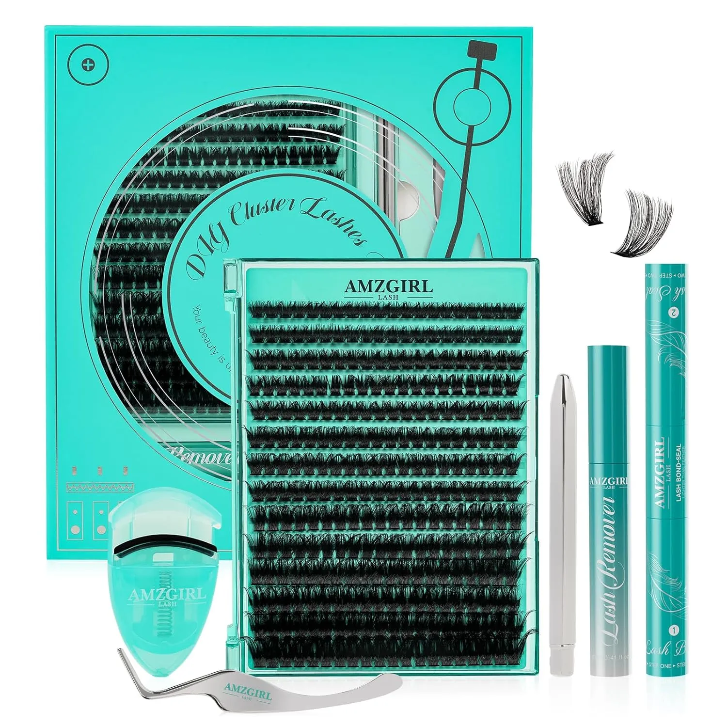 Lash Extension Kit 280Pcs,DIY Individual Lashes Clusters Kit,Lash Bond And Seal,Lash Remover For Eyelashes Extensions,Lash Applicator Tool For False Eyelash Cluster Kit(Blues(100D),D-Mix8-16mmKit)