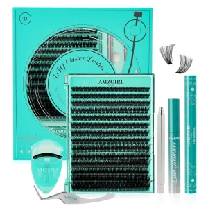 Lash Extension Kit 280Pcs,DIY Individual Lashes Clusters Kit,Lash Bond And Seal,Lash Remover For Eyelashes Extensions,Lash Applicator Tool For False Eyelash Cluster Kit(Blues(100D),D-Mix8-16mmKit)