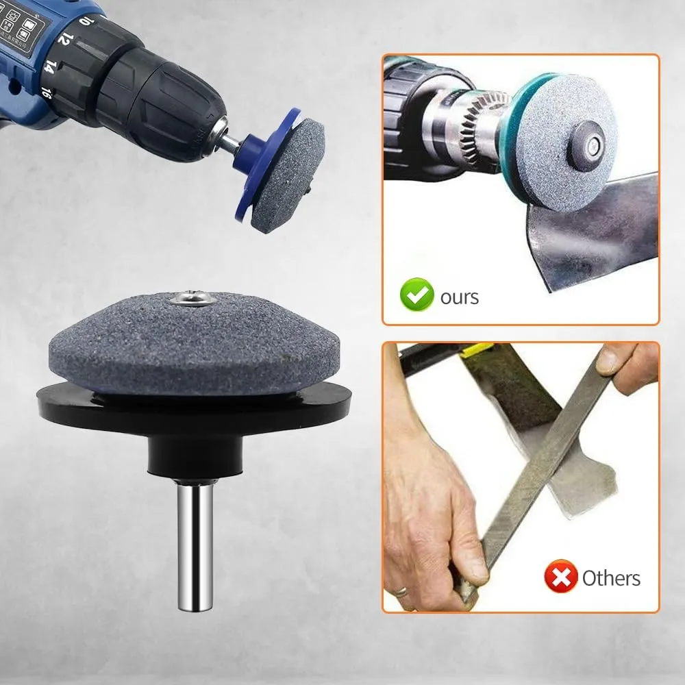 Lawn Mower Blade Sharpener Tool, Lawnmower Dull Blade Sharpener Universal Blade Sharpeners for Lawn Mowers, Garden Tool Sharpener Sharpening Stones Lawnmower Blade Sharpener for Drill (A# Black_4PCS)