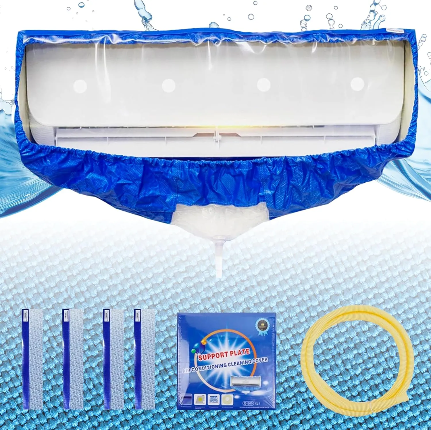 Leak Saver HVAC Guys Mini Split Cleaning Bag Kit | Air Conditioner Cleaning Cover for Mini Split Air Conditioners | AC Cleaning Bag Fits Systems 39in - 51in Long, Dark Blue