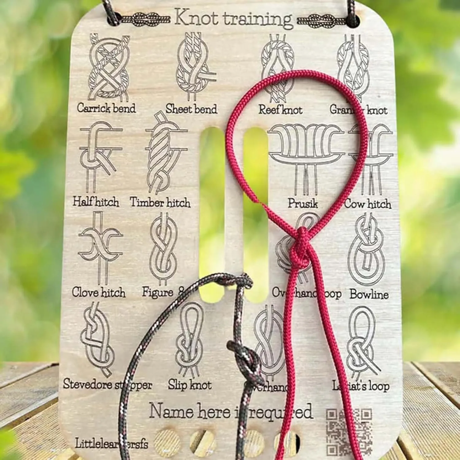 Learn Knot Training Board Kit,16 Popular Knots Practice Board with Guide,Hands-On Paracord Knot Tying Training Tool for Survival, Camping & Outdoor Skills (3, mid)