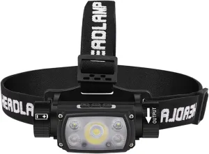 LECTERRA 1000 Lumen Rechargeable Headlamp Waterproof Powerbank Motion Sensor Head Lamp USB Type C Magnetic Base Lightweight Camping and Hiking Gear Trail Running Wide Beam Hard Hat Hooks