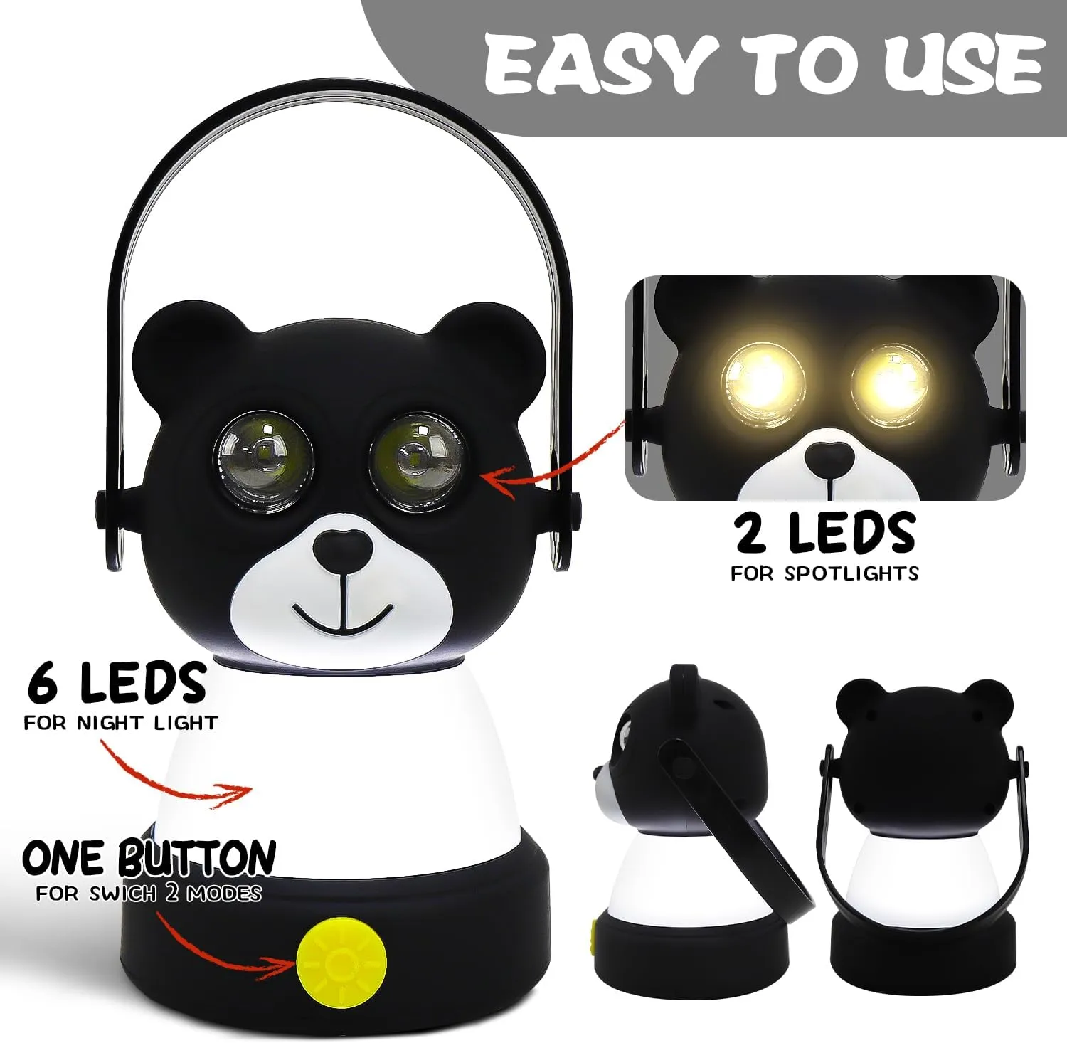 LED Bear Camping Lantern & Headlamp Kit, Battery Powered Night Light for Kids 6-12, Outdoor Equipment for Kids Ages 8-12, Toys Girls Boy Birthday Christmas Gift Ages 6 7 8 9 10 11 12 