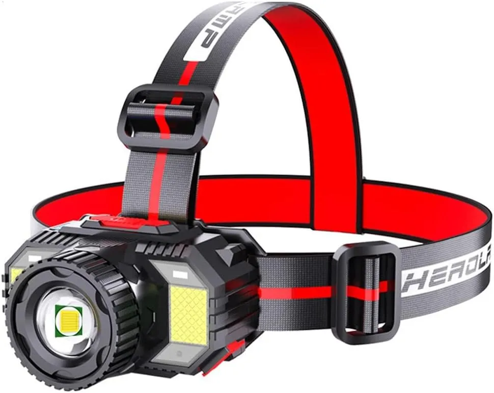 LED Bright Headlight Head-Mounted USB Rechargeable Zoom Induction Headlight Outdoor Adventure Camping Torch(Yellow Light)