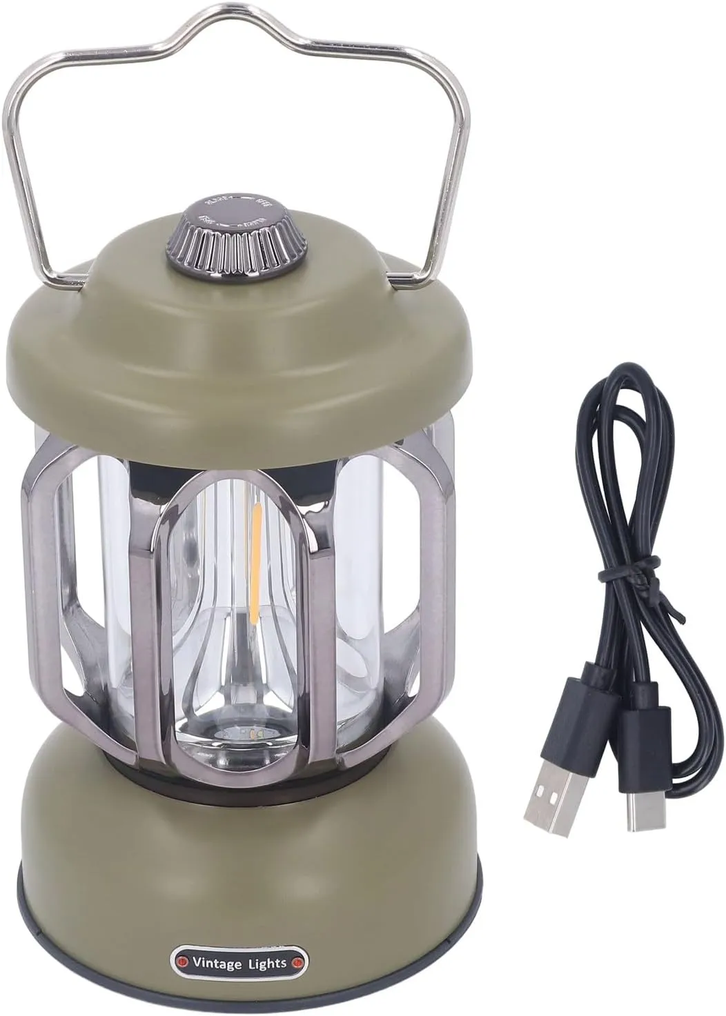 LED Camping Lantern, Rechargeable Camping Railroad Lantern, 3 Light Modes, Waterproof, Dimmable, for Tent, Garden, Outdoor Use(Green)