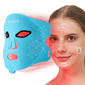 Led Face Mask Light Therapy- 4 Moeds Near-Infrared Light Therapy for Face,Red Light Therapy Mask with Timing Function,Red Light Therapy at Home with Remote
