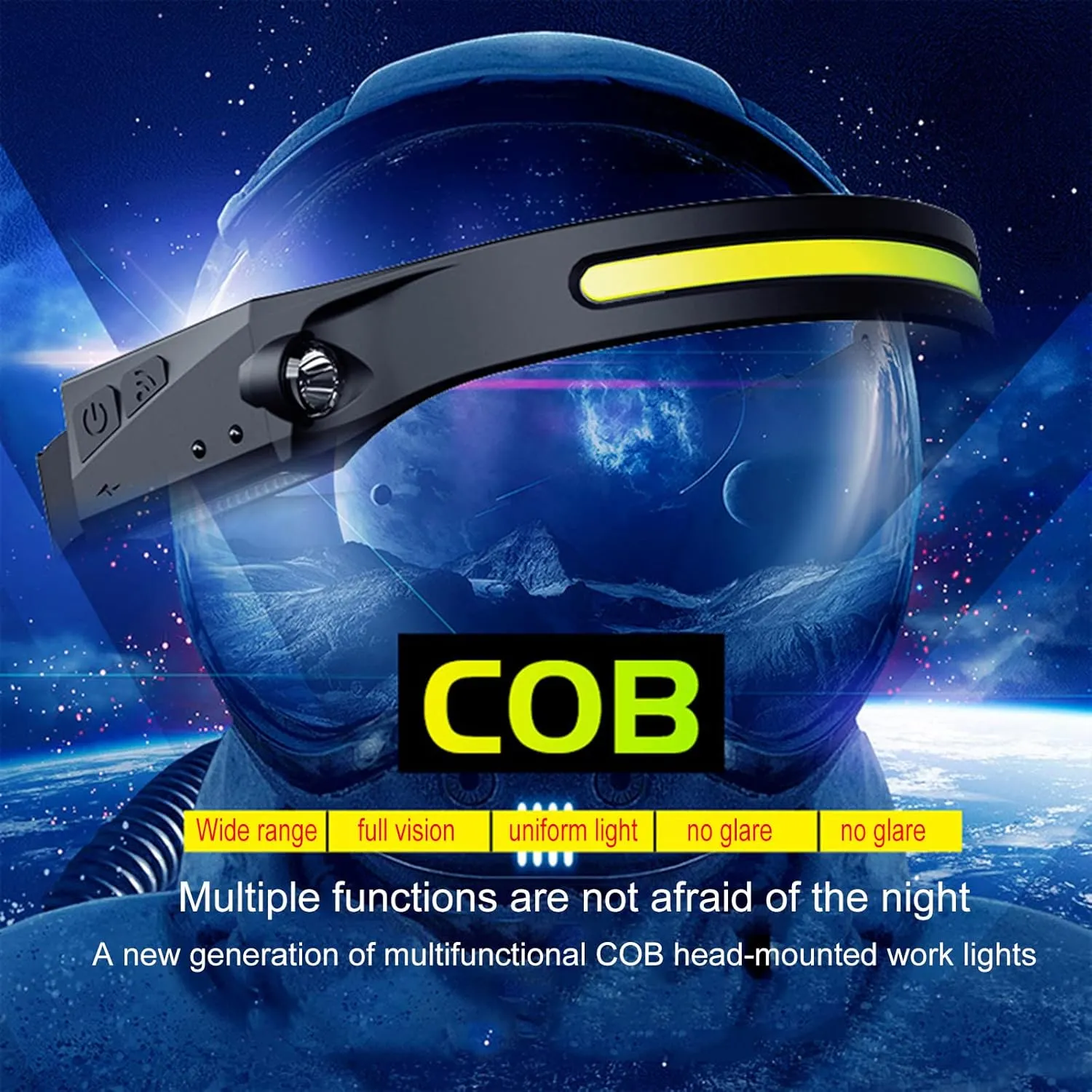 LED Head Torch, USB Headlamp 350 Lumens COB LED Headlight 97g Motion Sensor Headtorch with IPX4 Waterproof for Kids Adults Running, Camping, Hiking, Fishing, Hunting, Climbing