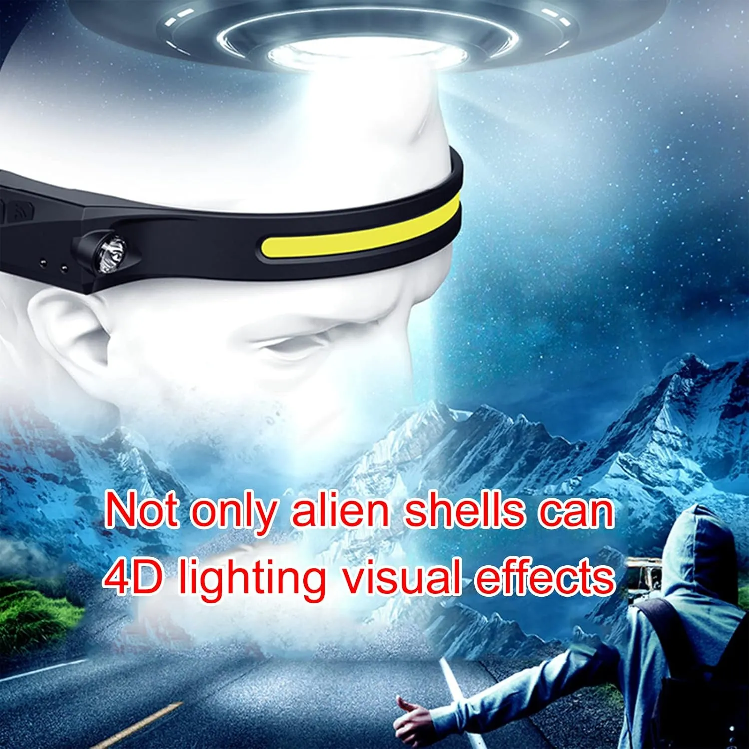 LED Head Torch, USB Headlamp 350 Lumens COB LED Headlight 97g Motion Sensor Headtorch with IPX4 Waterproof for Kids Adults Running, Camping, Hiking, Fishing, Hunting, Climbing