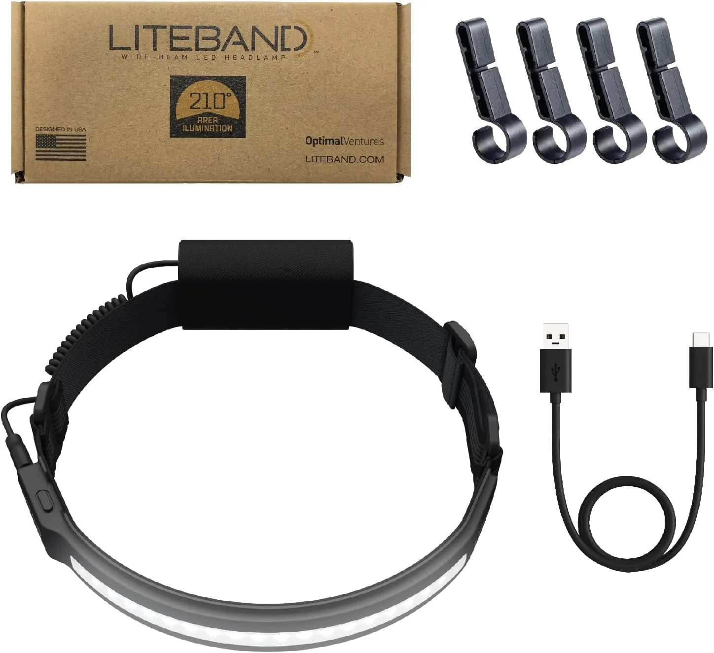 LED Headlamp, Liteband PRO PureHD 2500 Lumen Super Bright Head Lamp, Rechargeable Powerful Battery Powered Tactical Headlamps, Camping, Running, Hard Hat Light, Best Rated Forehead Flashlight, Red
