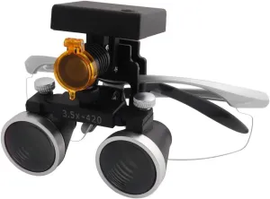 LED Headlight Headlamp Magnifying Loupes Binocular Glasses Magnifier 3W Headlight All-in-one Battery (Silver, 3.5X-420)