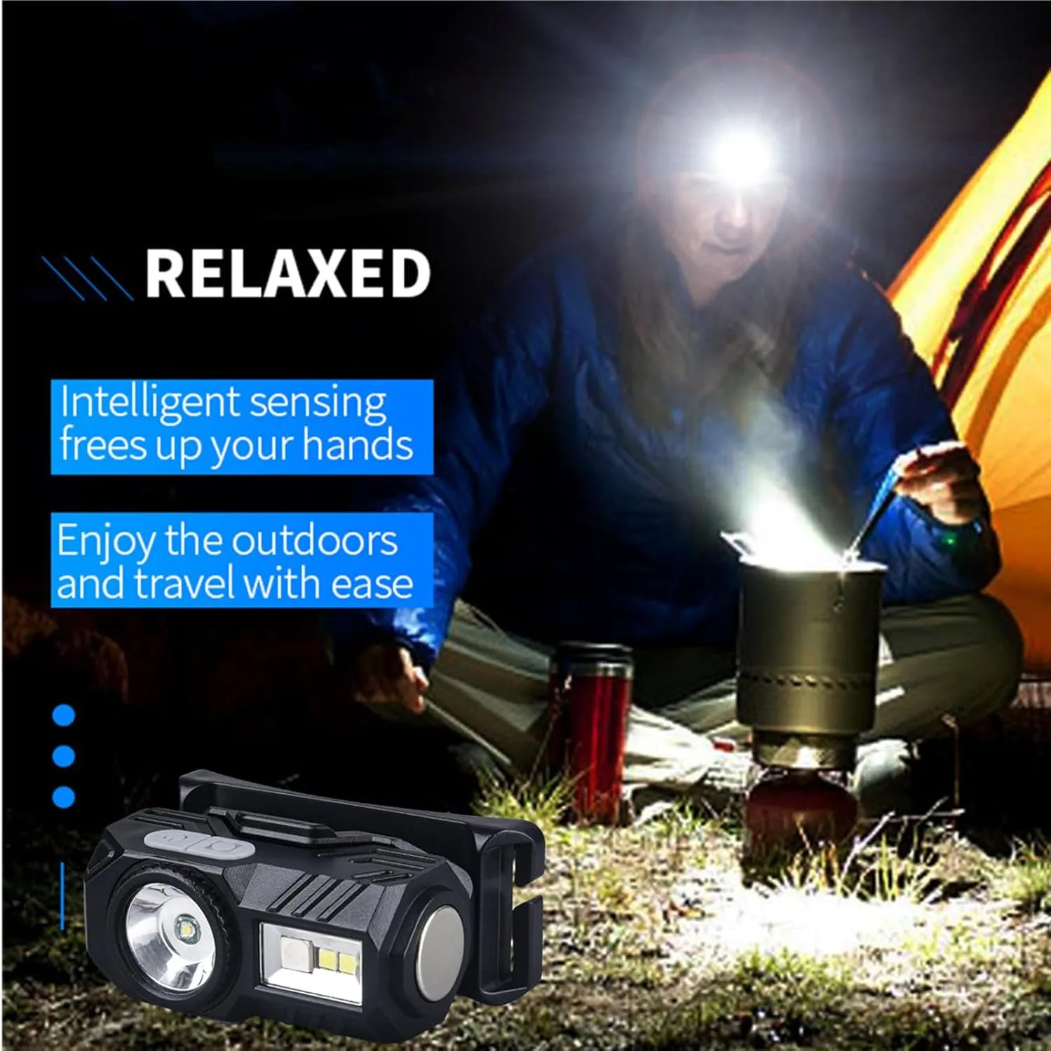 LED Magnetic Headlamp with Motion Sensor,Head-Mounted Induction Super Bright Flashlight,Multifunctional Waterproof Headlight,Rechargeable Mini Cap Clip Lamp,9 Light Modes (White)