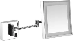 LED Makeup Vanity Mirror, 3X Magnification Bathroom Mirror Wall Mounted Beauty Mirror Extendable Cosmetic Mirror Powered by Plug,Rose Gold (Color : Silver)