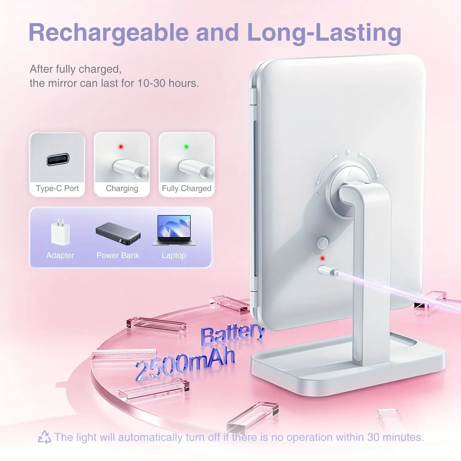 LED Tri-Fold Makeup Mirror with Magnification