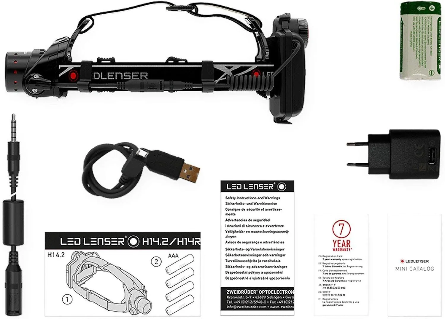 Ledlenser H14R.2 - Rechargeable Outdoor LED Head Torch, Super Bright 1000 Lumens Headlamp, Water Resistant (IPX4), Camping, Hiking Equipment, Head Torch Rechargeable, Up to 35 Hours Running Time