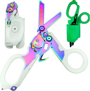 LEEPENK 6 in 1 Multi-function Trauma Shears with Strap Cutter and Glass Breaker, with Luminous Holster For Outdoor Camping Emergency Tool(Luminous colorful)