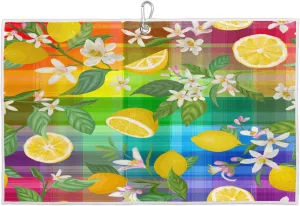 Lemon Colourful Golf Towel with Heavy Duty Carabiner Clip Quick Dry Ultra Absorbent Club Ball Cleaning Towel Golf Accessories for Men Women
