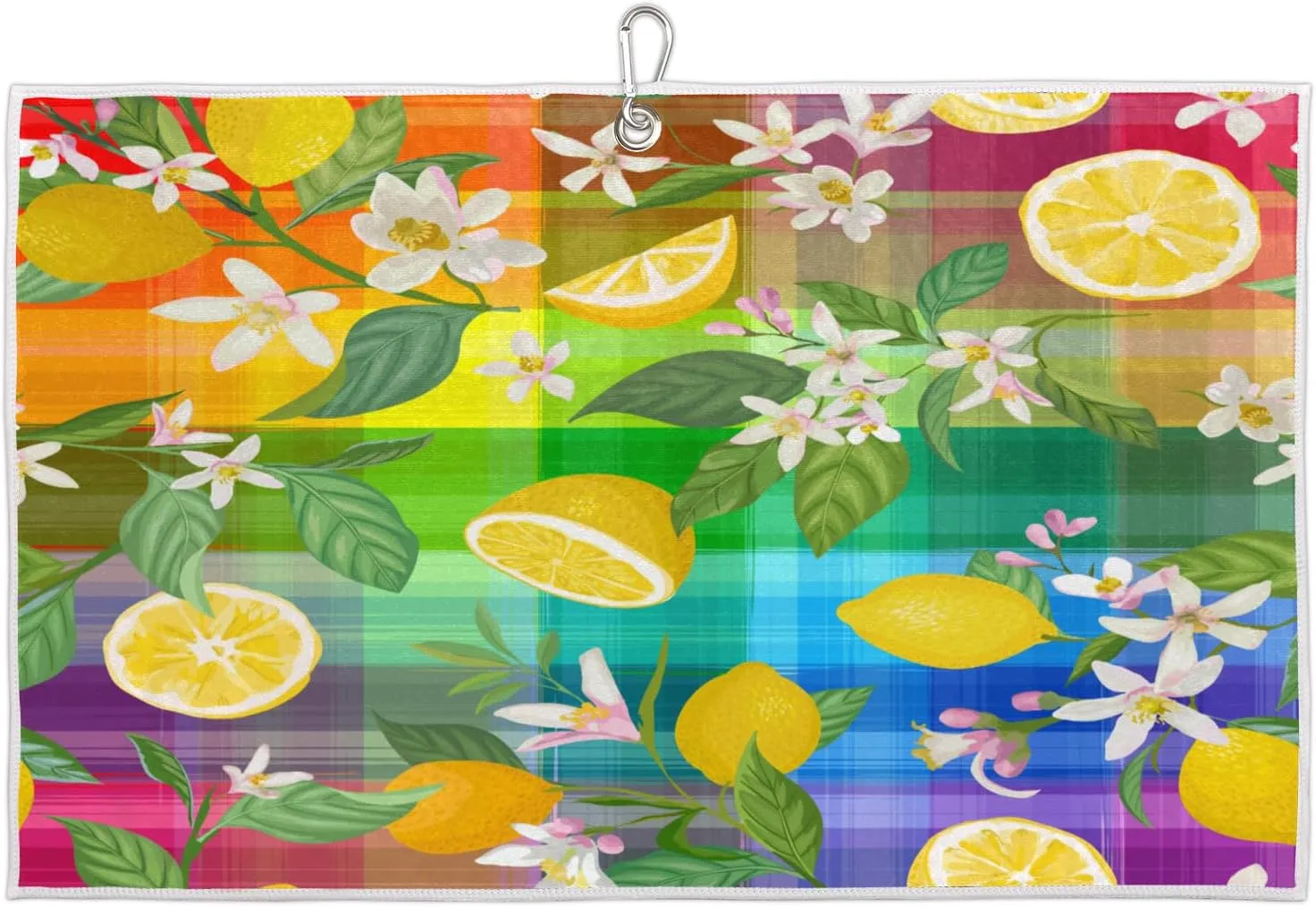 Lemon Colourful Golf Towel with Heavy Duty Carabiner Clip Quick Dry Ultra Absorbent Club Ball Cleaning Towel Golf Accessories for Men Women