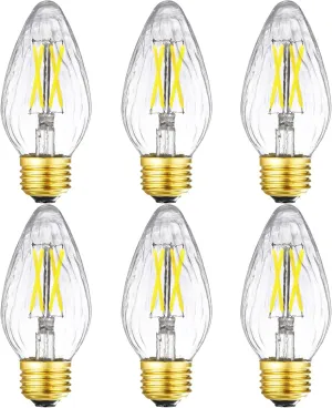 LEOOLS E26 Edison Bulb 6W Equivalent E26 LED Bulb 60 Watt Dimmable 4000K E26 Light Bulb AC120V Neutral White 600lm Flame Wrinkle Glass LED Bulb for Pendant,Porch,Ceiling Fan and Lantern Lamp,Pack of 6