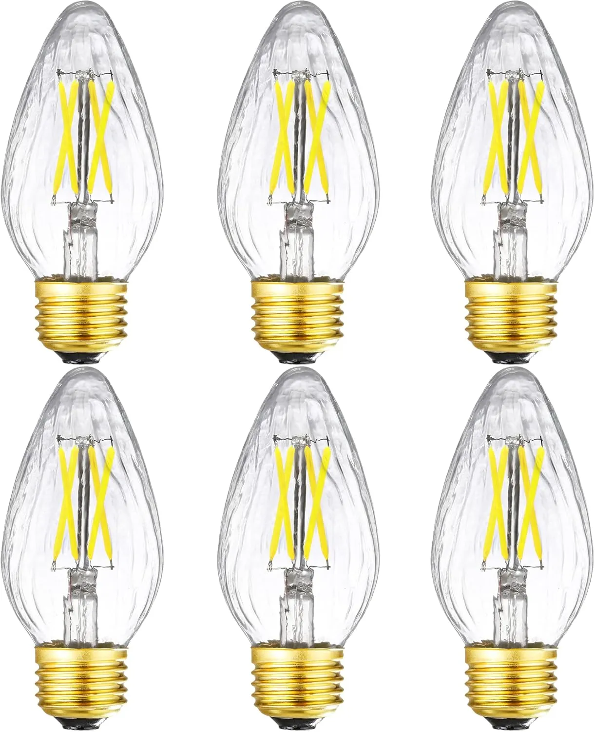 LEOOLS E26 Edison Bulb 6W Equivalent E26 LED Bulb 60 Watt Dimmable 4000K E26 Light Bulb AC120V Neutral White 600lm Flame Wrinkle Glass LED Bulb for Pendant,Porch,Ceiling Fan and Lantern Lamp,Pack of 6