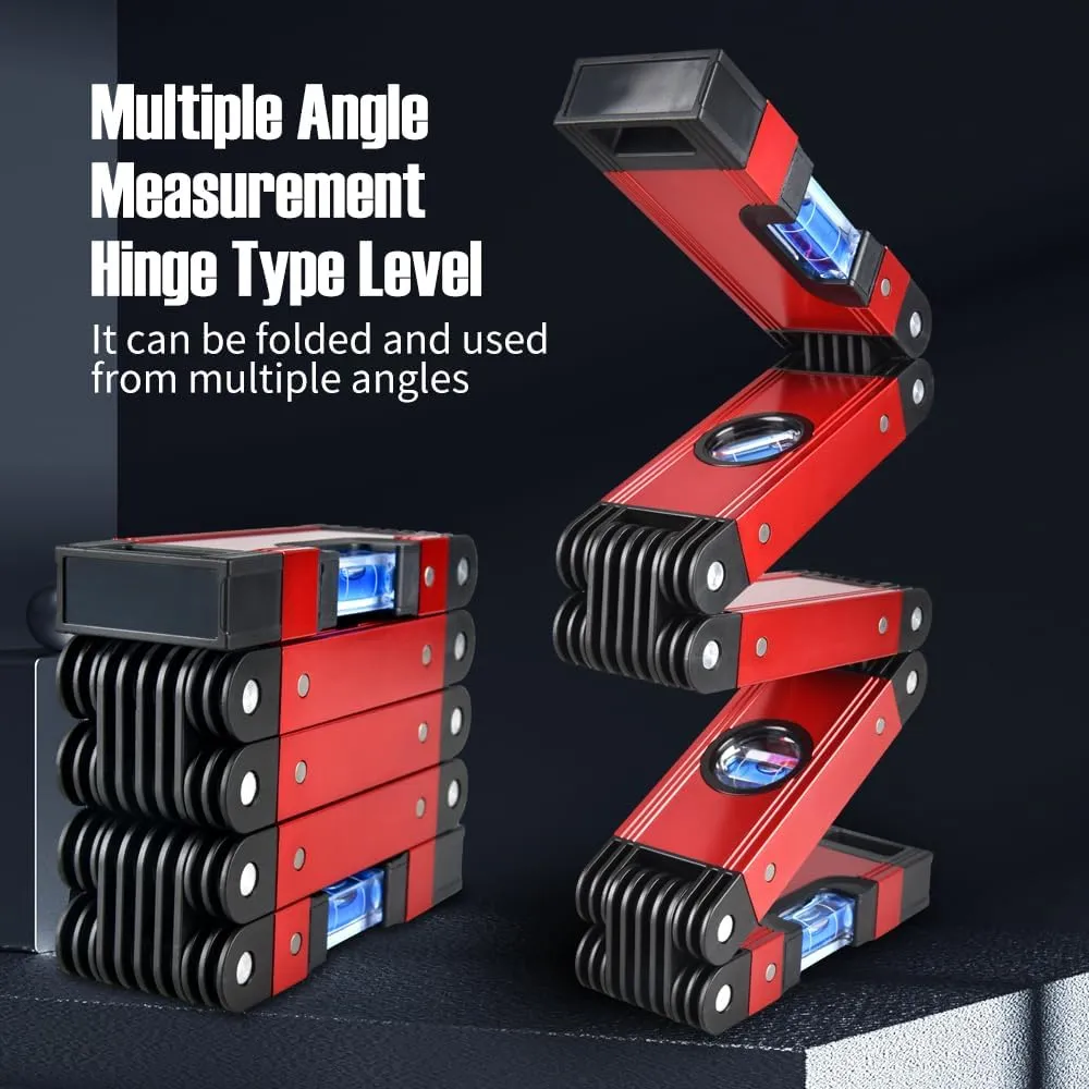 Level, Foldable Multi-Function Precise Measuring Aluminum Alloy Level Tool with Multi-Angle Folding, 4 Level Bubbles, Ideal Woodworking Tool for Carpenter, 28 Inch (EWK-RLALR)