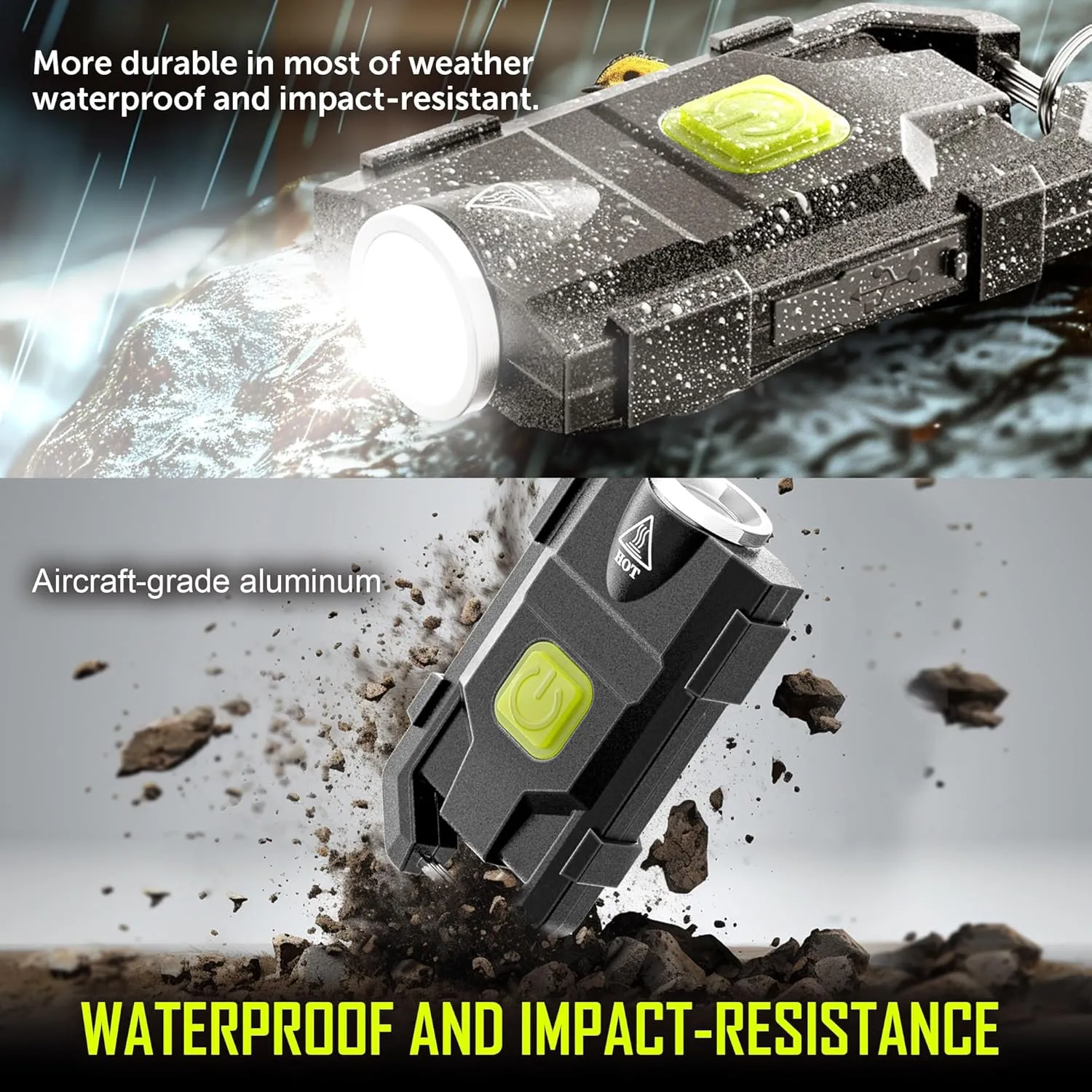 lexall LED Small Flashlight, 2 Pack 500Lumens Bright Mini Keychain Light, USB Rechargeable Pocket Lights with 3 Modes Compact Baseball Cap Lights Indoor and Outdoor for Walking,Searching and Hiking