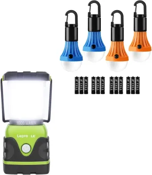 Lighting EVER Bundle – 2 Items：1000LM Battery Powered LED Camping Lantern & Hanging LED Camping Lantern with Clip Hook