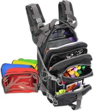 Lightning X Stocked EMS/EMT Trauma & Bleeding First Aid Responder Medical Backpack   Kit   Pouches - Black/Grey