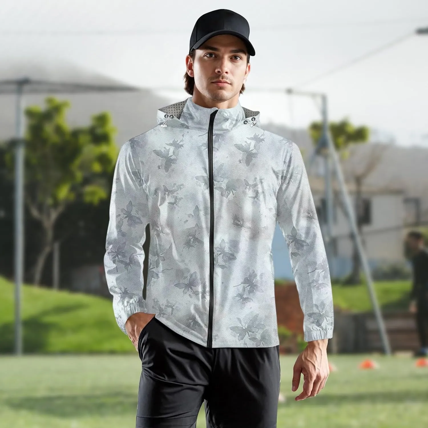 Lightweight Rain Jacket Men Water Resistant Windbreaker Lightweight Breathable Rain Jacket Hiking Outerwear