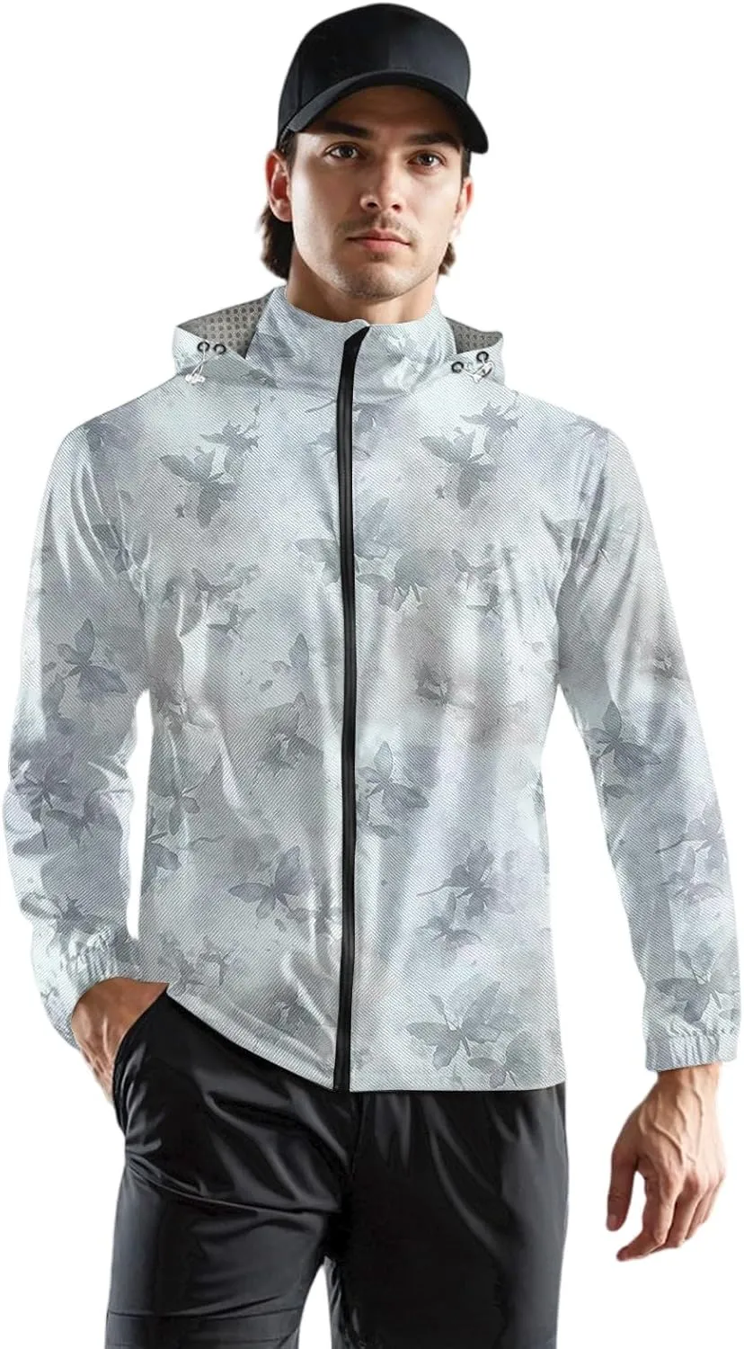 Lightweight Rain Jacket Men Water Resistant Windbreaker Lightweight Breathable Rain Jacket Hiking Outerwear