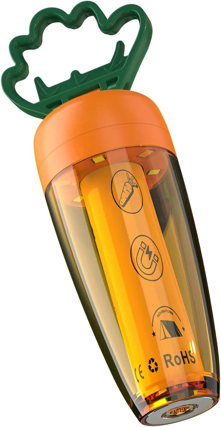 [lilaBelle]【Magnetic Camping Light】 Carrot-Shaped LED Lantern with 6 Bright LEDs & 5 Modes, USB Rechargeable Outdoor Tent Night Light with Battery Display, Waterproof for Camping Gear Emergency Kit