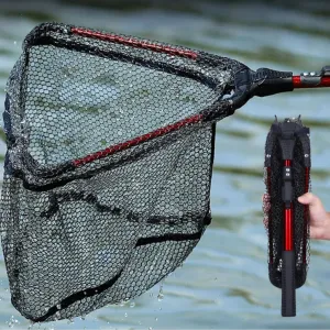 LINNHUE 90cm Foldable Telescopic Fishing Landing Net – Lightweight Aluminium Alloy Handle