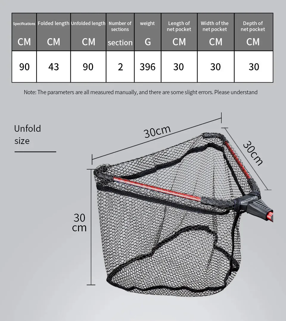 LINNHUE 90cm Foldable Telescopic Fishing Landing Net – Lightweight Aluminium Alloy Handle