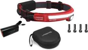 Liteband PRO Bundle 2500 Lumens LED Headlamp Rechargeable Battery Powered, Bright Tactical Head Lamp Flashlight Hard Hat Light, Mechanic Lamps, Camping, Running, Best Rated for Adults Forehead, Red