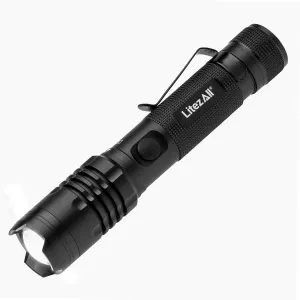 LitezAll 1000 Lumen Rechargeable Flashlight – USB Flashlight Rechargeable Pocket, Power Bank, High/Low Modes, Compact Flashlight with Charging Cable Included