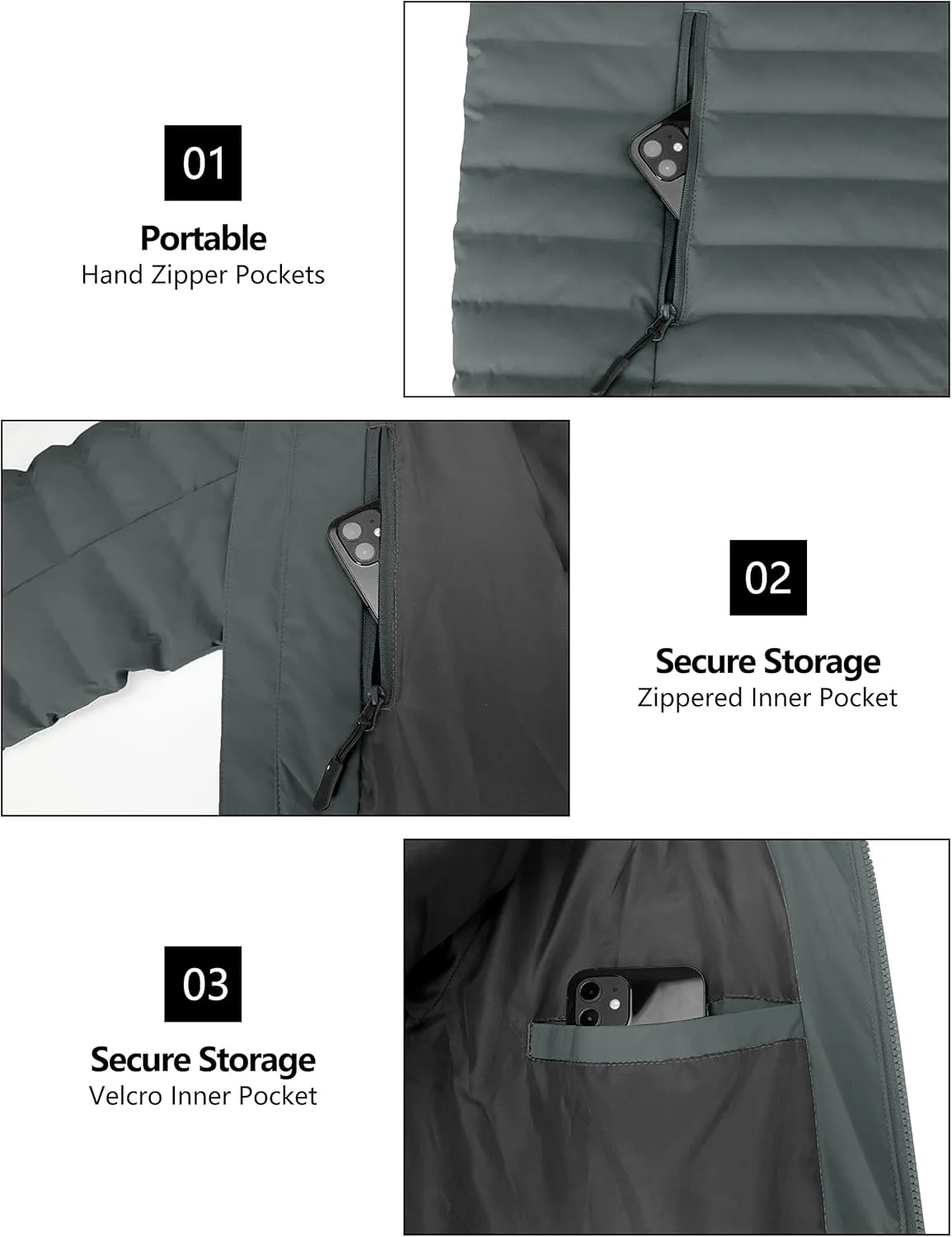 Little Donkey Andy Men's Warm Waterproof Puffer Jacket Hooded Windproof Winter Coat with Recycled Insulation