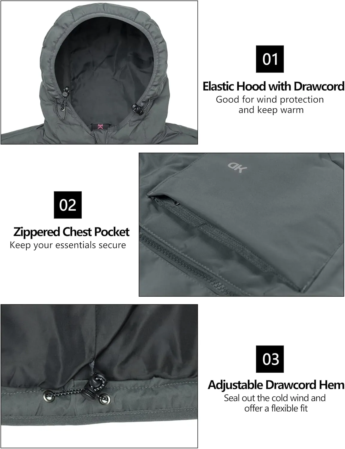 Little Donkey Andy Men's Warm Waterproof Puffer Jacket Hooded Windproof Winter Coat with Recycled Insulation