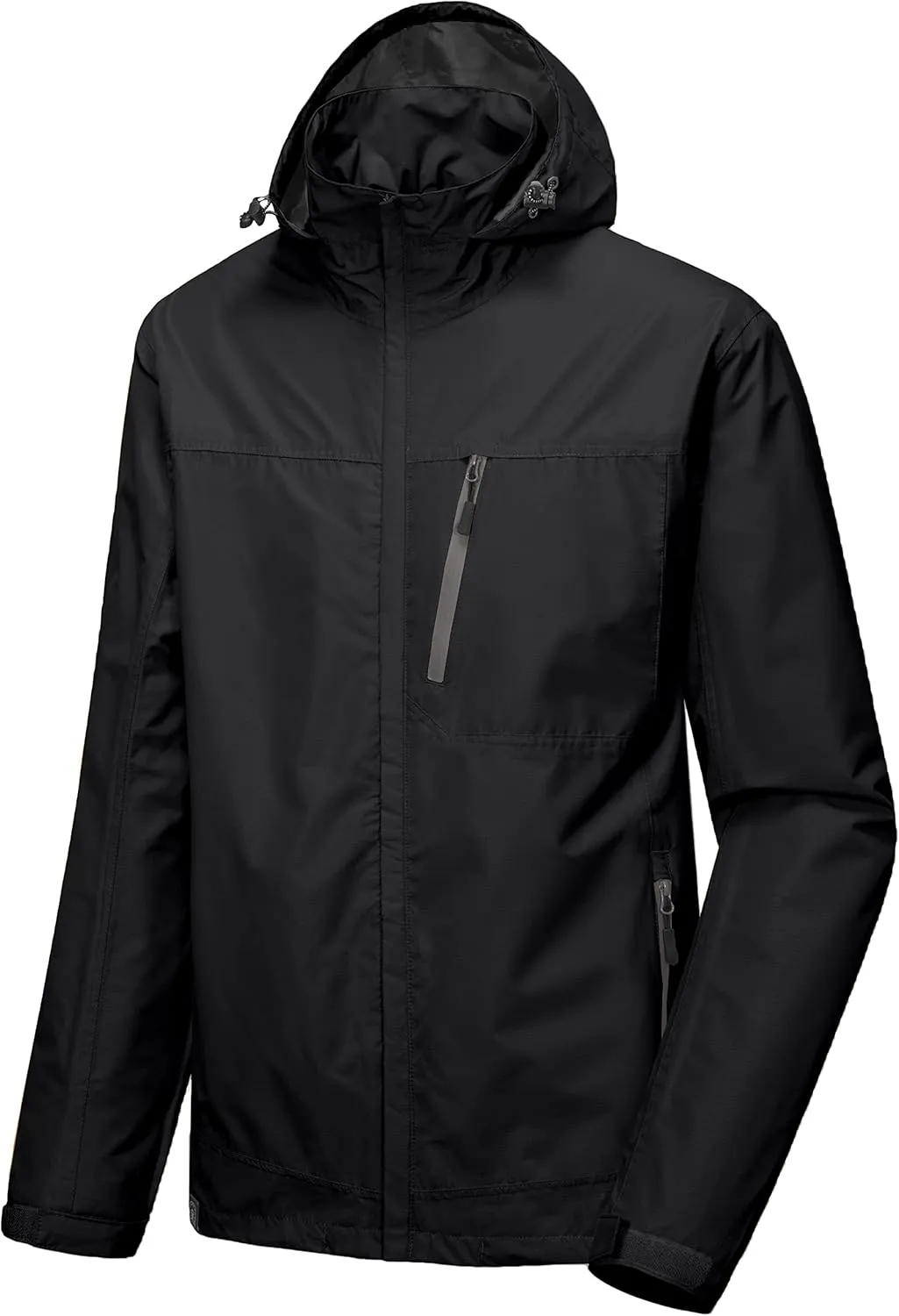 Little Donkey Andy Men's Waterproof Rain Jacket with Detachable Hood Outdoor Raincoat for Hiking Travel Cycling