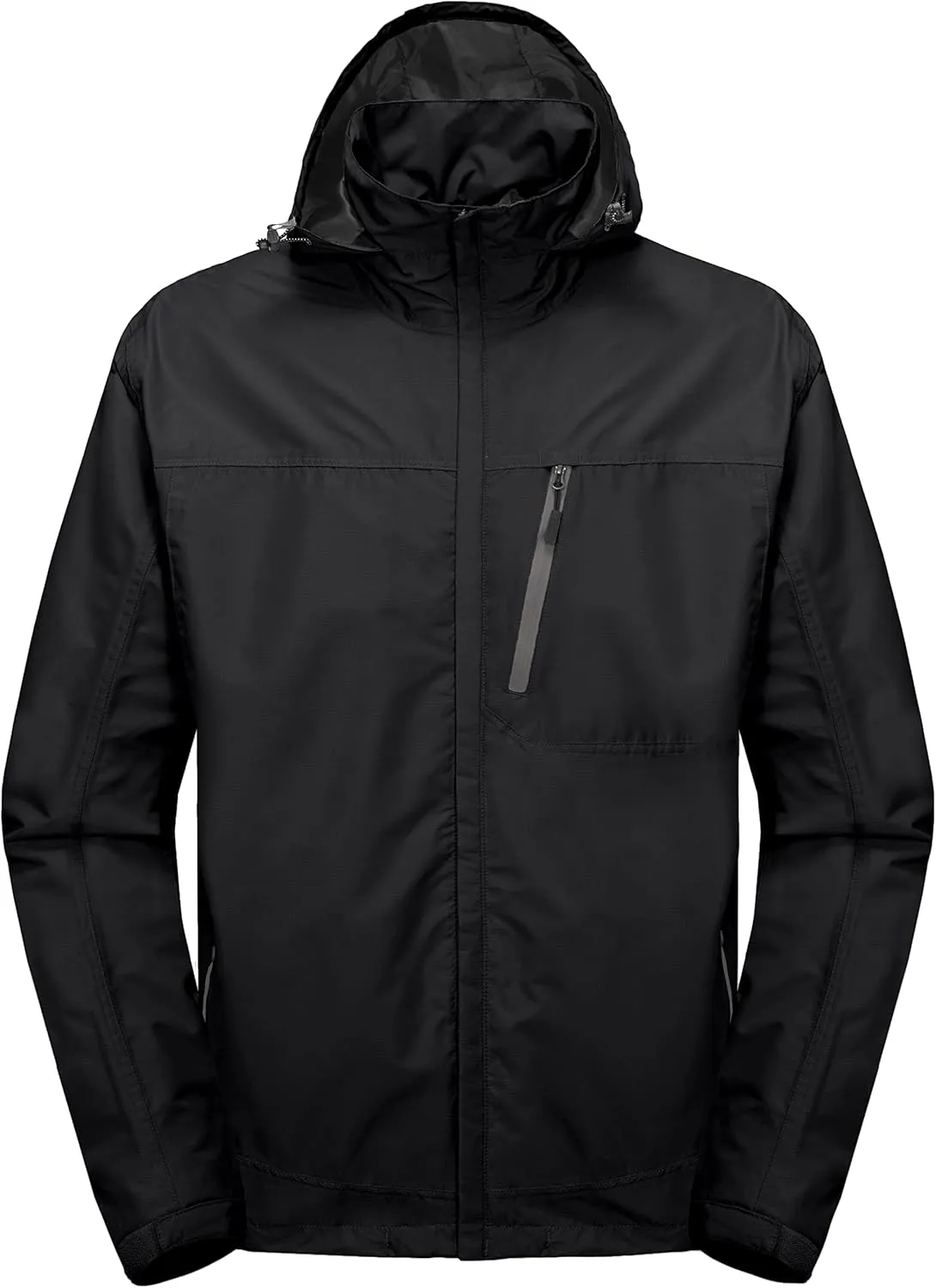 Little Donkey Andy Men's Waterproof Rain Jacket with Detachable Hood Outdoor Raincoat for Hiking Travel Cycling
