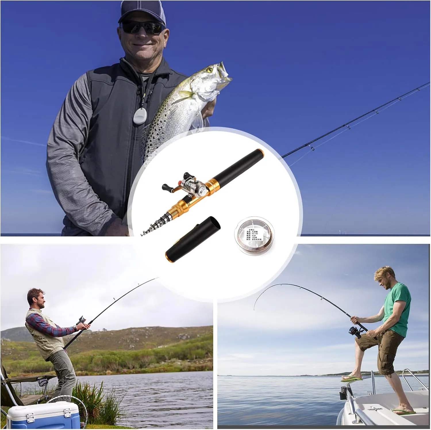 Lixada Pen Fishing Rod Telescopic Fishing Rod Pocket Fishing Rod Collapsible Fishing Rod Mini Fishing Rod 1.75m/1.95m