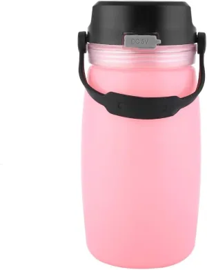 LIZEALUCKY Solar Water Bottle, Multi Functional Water Bottle LED Camping Lantern USB Solar Charging Camping Light Hiking Luminous Cup for Camping, Hiking, Fishing(Pink)