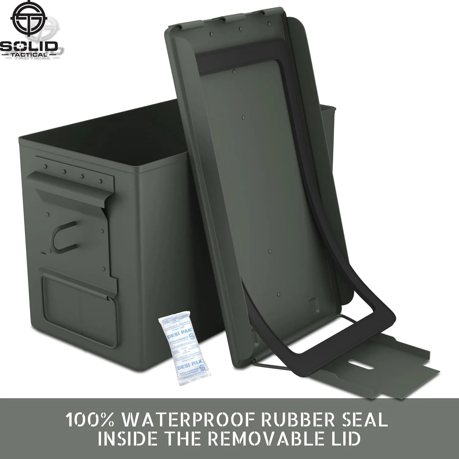 Lockable 30 & 50 Cal Metal Ammo Storage Box 9mm - Military & Army Steel Ammo Can for Ammunition Storage - Waterproof Ammo Crate Utility Box