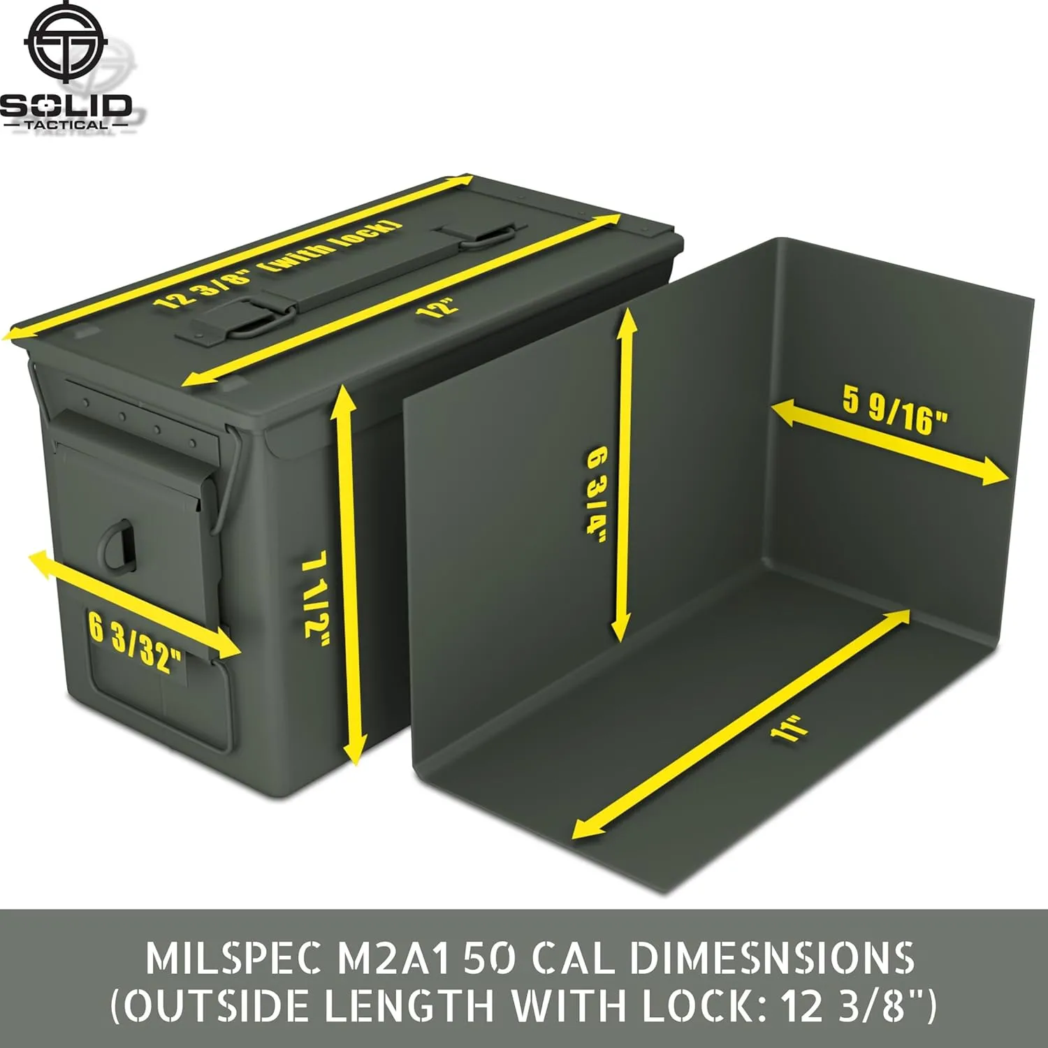 Lockable 30 & 50 Cal Metal Ammo Storage Box 9mm - Military & Army Steel Ammo Can for Ammunition Storage - Waterproof Ammo Crate Utility Box